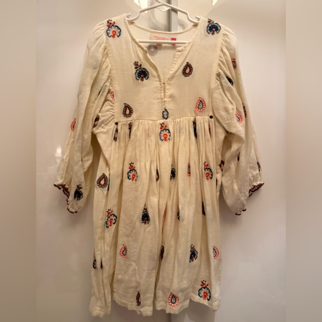 Bohemian Cream Dress With Paisley Embroidery
